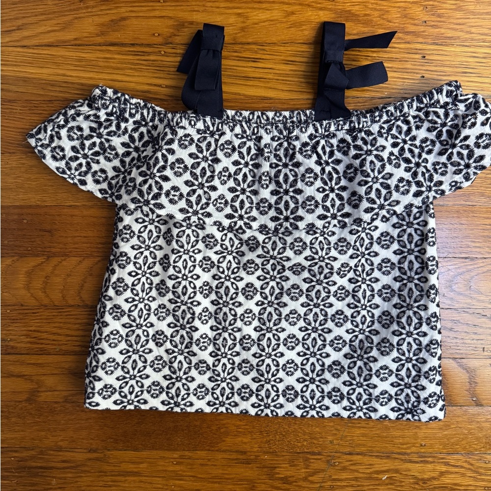 Janie and Jack Navy and White Floral Shirt Size 2T